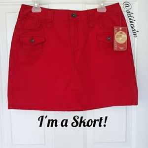 NWT Faded Glory Red Cotton Skort Classic Fit